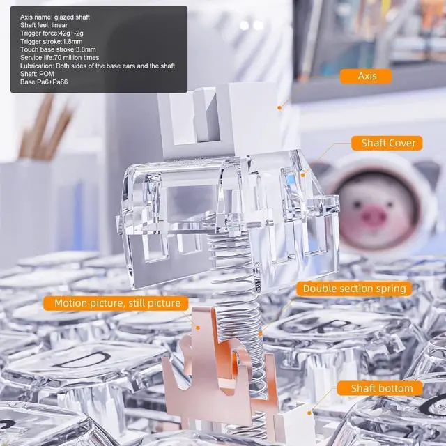 Alt view image 6 of 7 - MAGIC-REFINER 81 Keys Compact Gaming Keyboard and Custom Coiled USB C Cable with RGB Backlight,PC High Transparent Body Full Key Hot-Swappable Mini Keyboard for Win10/Android/IOS/MAC(Black Through)