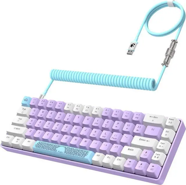 Main image of Yindiao T8 60% Mechanical Gaming Keyboard,68 Keys TKL Compact US Layout Wired Keyboard,18 Chroma RGB Backlit,Blue Switch,Full Anti-ghosting,Pro Custom Coiled USB-C Cable,for PC,Mac,PS4,Xbox-Lavender
