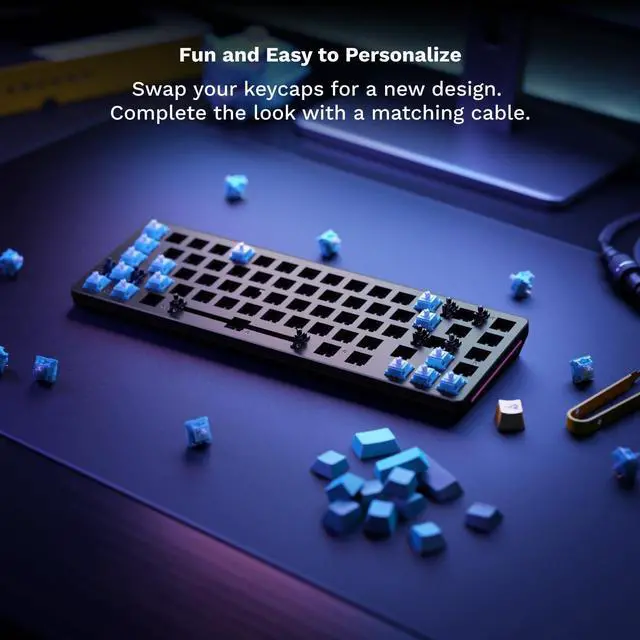 Alt view image 5 of 7 - Glorious Gaming GMMK 2 - TKL Mechanical Keyboard - Custom 65% Keyboard - Compact -Hotswap w/Cherry Mx Style Switches - Incl. Double Shot Keycaps & Linear Switches - PC Gaming Setup Accessories