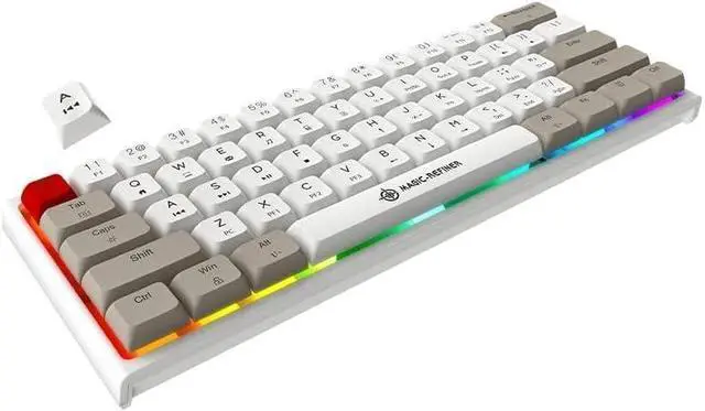 Alt view image 2 of 7 - FELICON 60% Portable Mechanical Gaming Keyboard, 14 Chroma RGB Backlight, Dye-Sublimation Keycap, Type C Wired, Full Anti-ghosting, for PC/Windows/Mac/PS4/XBox (White Grey/Red Switch)