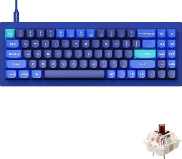 Main image of Keychron Q7 70% Layout Hot-Swappable RGB Wired Custom Mechanical Keyboard Compatible with Mac Windows Linux, QMK/VIA Programmable Macro Gateron G Pro Brown Switch Double Gasket Kit Full Aluminum-Blue