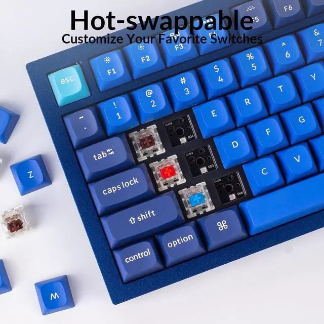 Alt view image 3 of 7 - Keychron Q3 Wired Swappable RGB Backlight Blue Switch Knob Version - Navy Blue - A