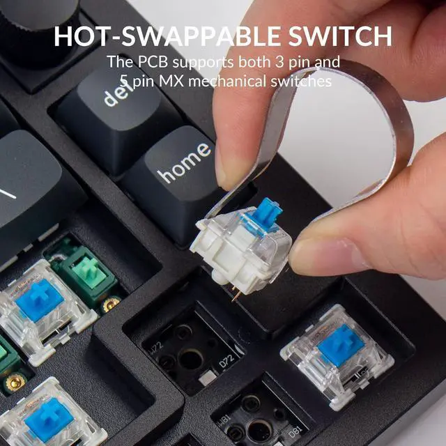 Alt view image 2 of 7 - Keychron Q2 Wired Custom Mechanical Keyboard Knob Version, 65% Layout QMK/VIA Programmable Macro with Hot-swappable Gateron G Pro Blue Switch Double Gasket Compatible with Mac Windows Linux (Black)
