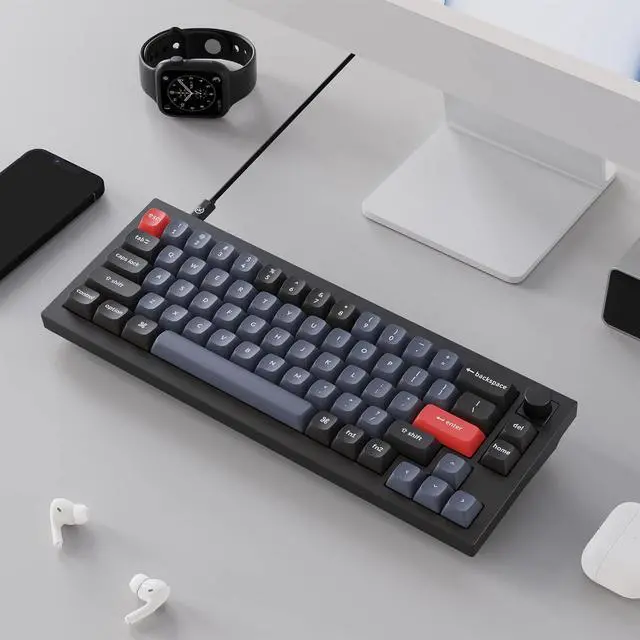 Alt view image 6 of 7 - Keychron Q2 Wired Custom Mechanical Keyboard Knob Version, 65% Layout QMK/VIA Programmable Macro with Hot-swappable Gateron G Pro Blue Switch Double Gasket Compatible with Mac Windows Linux (Black)