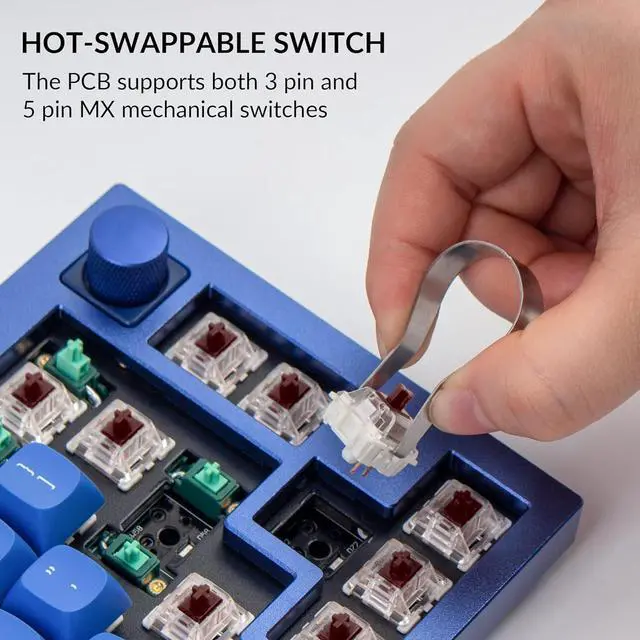Alt view image 2 of 7 - Keychron Q2 Wired Custom Mechanical Keyboard Knob Version, 65% Layout QMK/VIA Programmable Macro with Hot-swappable Gateron G Pro Brown Switch Double Gasket Compatible with Mac Windows Linux (Blue)