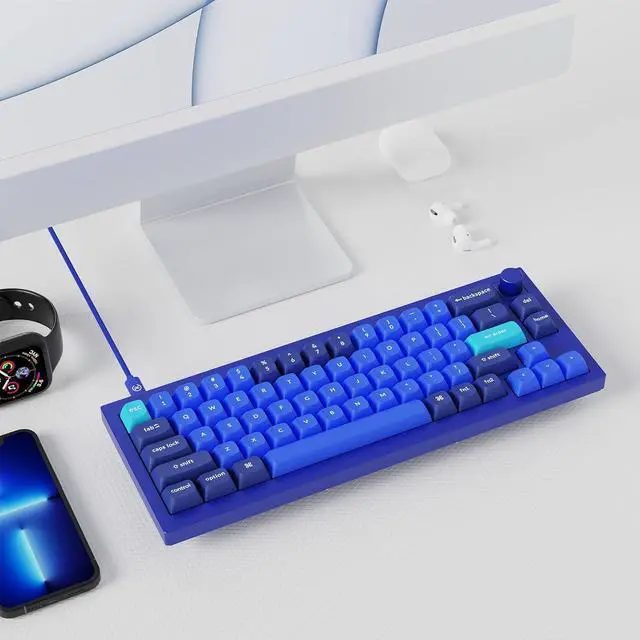 Alt view image 6 of 7 - Keychron Q2 Wired Custom Mechanical Keyboard Knob Version, 65% Layout QMK/VIA Programmable Macro with Hot-swappable Gateron G Pro Brown Switch Double Gasket Compatible with Mac Windows Linux (Blue)