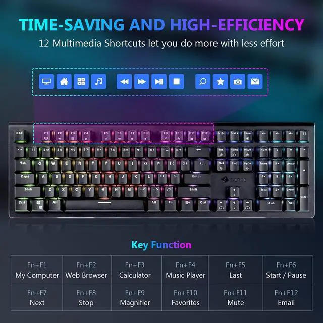 Alt view image 6 of 7 - Z-Edge RGB LED Backlight 108 Keys Gaming Keyboard,USB Wired Mechanical Keyboard, Computer Gaming Keyboard for Windows PC Gamers