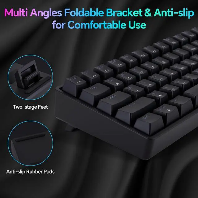 Alt view image 4 of 7 - CHONCHOW 60 Percent Mechanical Keyboard Gaming RGB Wired keypad Ultra-Compact 61 Blue Switches Compatible with Windows Mac Linux Laptop PC Computer(Black)