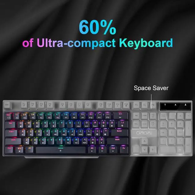 Alt view image 6 of 7 - CHONCHOW 60 Percent Mechanical Keyboard Gaming RGB Wired keypad Ultra-Compact 61 Blue Switches Compatible with Windows Mac Linux Laptop PC Computer(Black)
