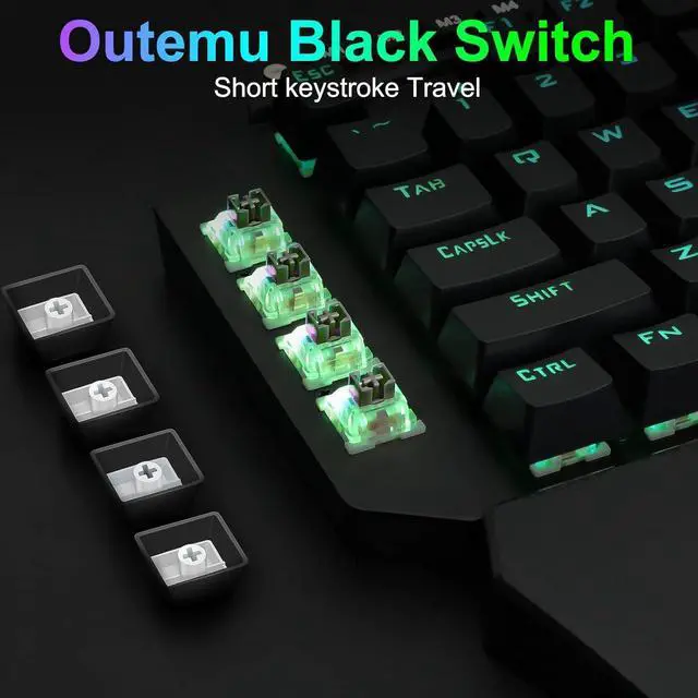 Alt view image 2 of 7 - K-700 One Handed Mechanical Gaming Keyboard with RGB Led Backlit, Black switches, Macro Keys, Detachable Palm Rest, USB C Cable, 44-Key for LOL/Wow/Dota 2 / PUBG/CF