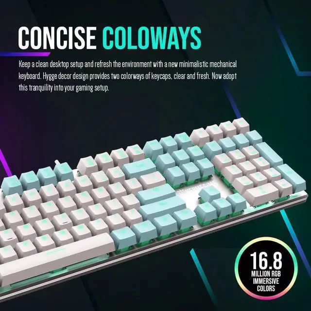 Alt view image 2 of 4 - GAMDIAS Zeus White and Stylich Gaming Mechanical Keyboard with Blue Switch, for Work and Office Use, Stylish Dual Colored Keycaps and 6 Lighting Effects