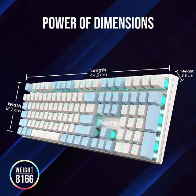 Alt view image 4 of 4 - GAMDIAS Zeus White and Stylich Gaming Mechanical Keyboard with Blue Switch, for Work and Office Use, Stylish Dual Colored Keycaps and 6 Lighting Effects