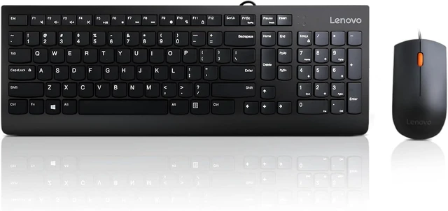 Main image of Lenovo 300 USB Combo, Full-Size Wired Keyboard Mouse, Ergonomic, Left or Right Hand Mouse, Optical Mouse, GX30M39606, Black