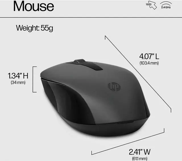 Alt view image 4 of 7 - HP 330 Wireless Keyboard and Mouse Combo - 2.4 Ghz Wireless USB Receiver - Chiclet Keys, 12 Keyboard Shortcuts - 1600 DPI Multi-Surface Mouse - LED Num Lock, Caps Lock, Scroll Lock (2V9E6AA)