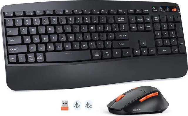 Main image of MEETION Wireless Keyboard and Mouse, 2.4G & Bluetooth Keyboard Mouse Combo, Full Size Keyboard with Wrist Rest, Swing Wheel Silent Optical Mouse, USB-A Reciver, for Windows/Mac/Computer/Laptop, Black