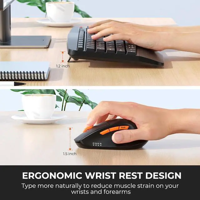 Alt view image 3 of 6 - MEETION Wireless Keyboard and Mouse, 2.4G & Bluetooth Keyboard Mouse Combo, Full Size Keyboard with Wrist Rest, Swing Wheel Silent Optical Mouse, USB-A Reciver, for Windows/Mac/Computer/Laptop, Black