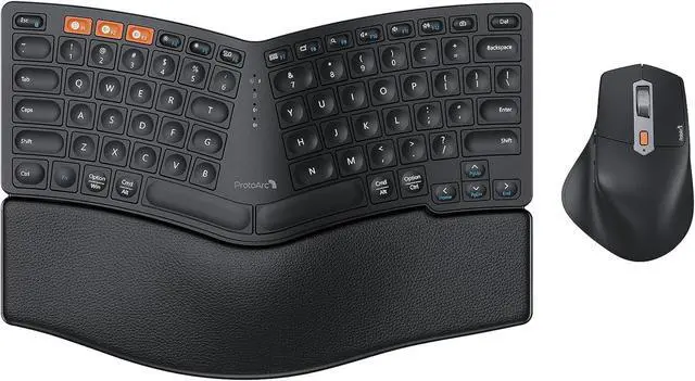 Main image of ProtoArc Wireless Ergonomic Keyboard and Mouse, EKM04 Mini Compact Ergo Bluetooth Keyboard Mouse, Split Design, Wrist Rest, Multi-Device, Rechargeable, for Windows, Mac OS - Black