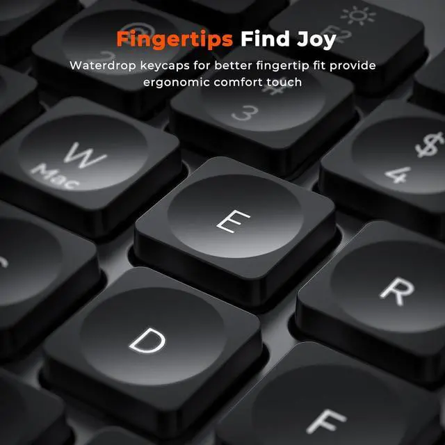 Alt view image 2 of 7 - MEETION Wireless Keyboard and Mouse Combo, 2.4G Full Sized Ergonomic Keyboard with Palm Wrist, Water Drop Keycaps, 4 DPI Adjustable Mouse, USB C Adapter for PC/Computer/Laptop/Windows/Mac,Black