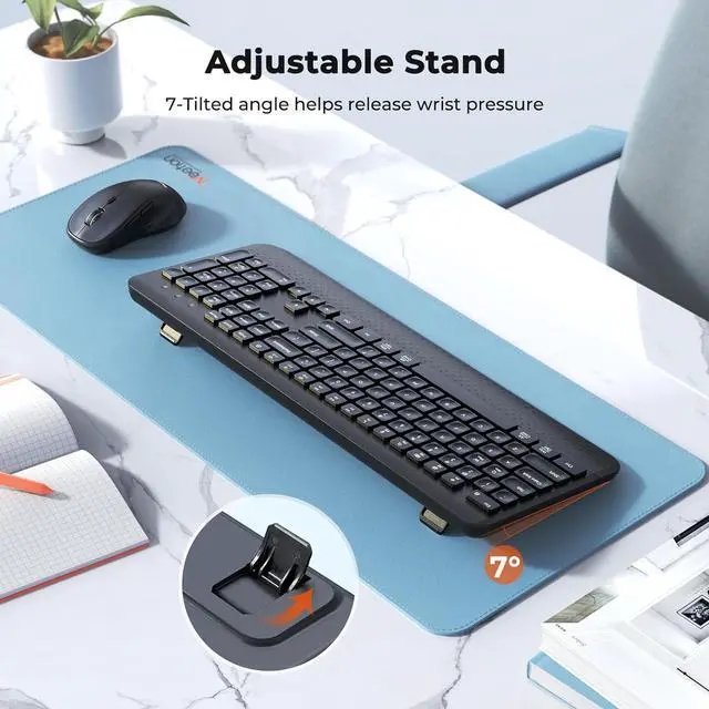 Alt view image 5 of 7 - MEETION Wireless Keyboard and Mouse Combo, 2.4G Full Sized Ergonomic Keyboard with Palm Wrist, Water Drop Keycaps, 4 DPI Adjustable Mouse, USB C Adapter for PC/Computer/Laptop/Windows/Mac,Black