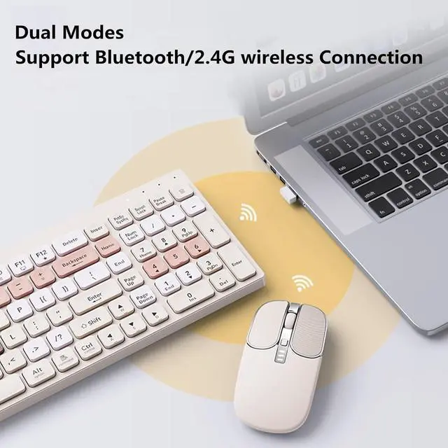 Alt view image 2 of 7 - Bluetooth Wireless Keyboard and Mouse Combo, Dual Modes Bluetooth/2.4G Wireless Connec,Quiet Typing Switch Across 3 Devices,Full-Sized Keyboard Numeric Keypad for Windows Android Mac Laptop PC iPad