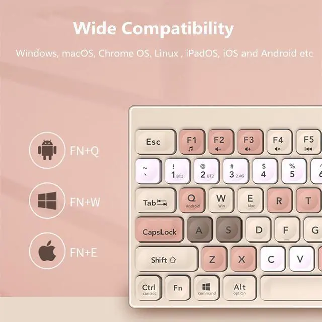 Alt view image 4 of 7 - Bluetooth Wireless Keyboard and Mouse Combo, Dual Modes Bluetooth/2.4G Wireless Connec,Quiet Typing Switch Across 3 Devices,Full-Sized Keyboard Numeric Keypad for Windows Android Mac Laptop PC iPad