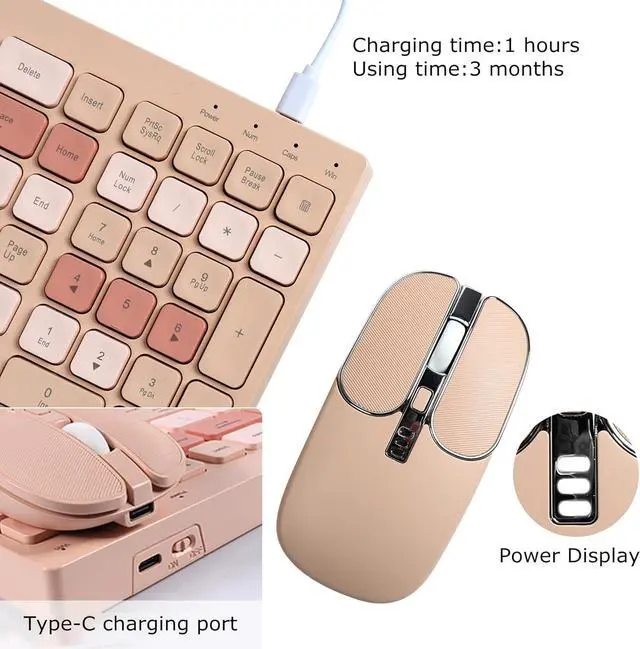 Alt view image 6 of 7 - Bluetooth Wireless Keyboard and Mouse Combo, Dual Modes Bluetooth/2.4G Wireless Connec,Quiet Typing Switch Across 3 Devices,Full-Sized Keyboard Numeric Keypad for Windows Android Mac Laptop PC iPad