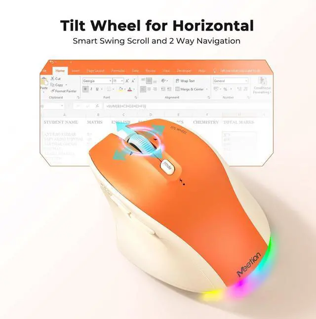 Alt view image 7 of 7 - MEETION Colorful Wireless Keyboard and Mouse, Cute Retro Keycap, Bluetooth/2.4G Rechargeable Keyboard with Detachable Wrist Rest Cover, 4 DPI Swing Mouse, for Windows/Mac/Computer/Laptop/PC, Cream