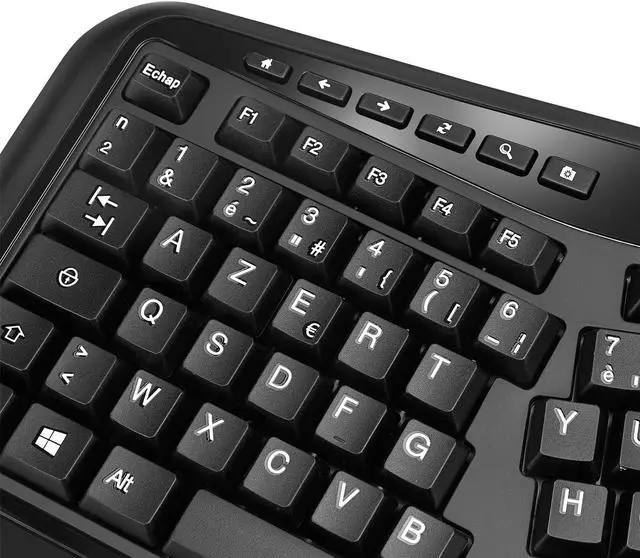 Alt view image 5 of 7 - Adesso WKB-1500CB-FR Wireless Ergonomic Keyboard and Mouse Combo, 24GHz RF, Split Design, Adjustable DPI Mouse, French QWERTY Layout, Integrated Palm Rest, 30 ft Range