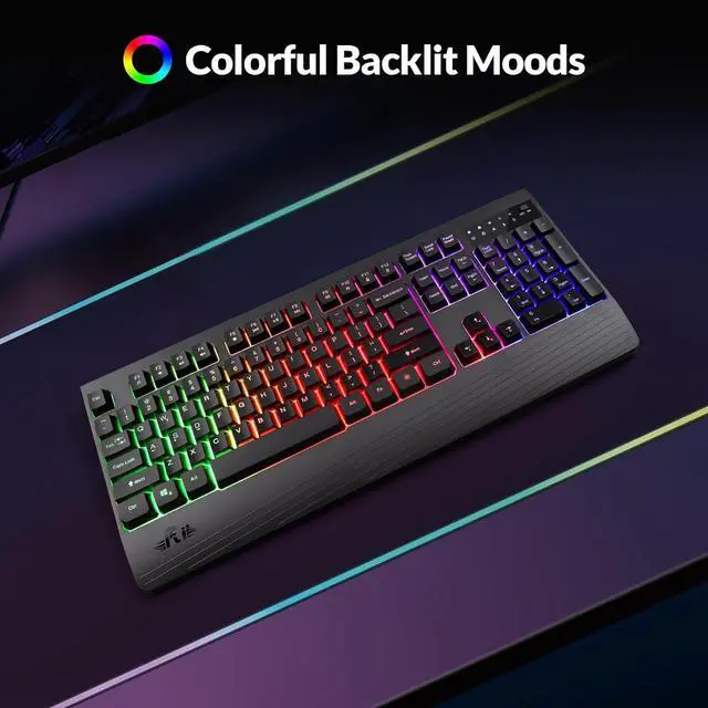 Alt view image 3 of 7 - Rii Wireless Keyboard and Mouse Combo,Rainbown Backlight Wireless Keyboard,USB Wireless Mouse,Rechargeable Wireless Keyboard Mouse for Computer,PC,Windows,Mac