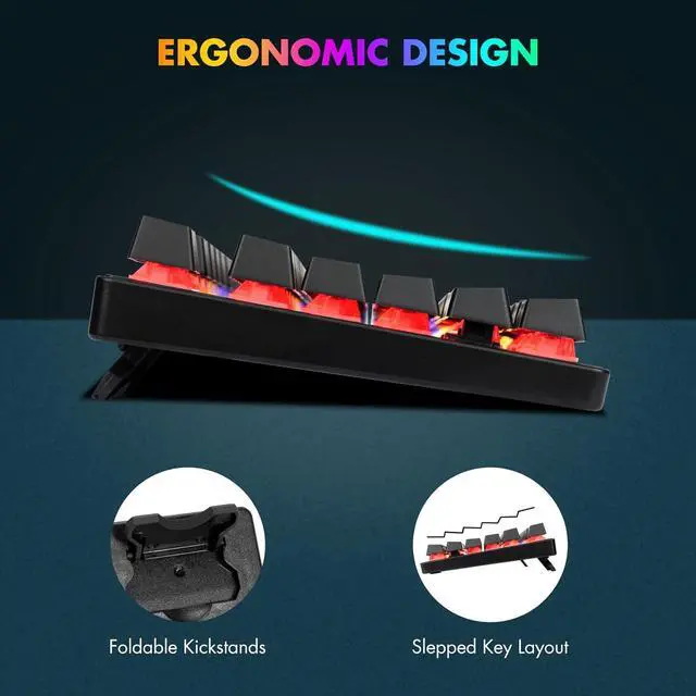 Alt view image 3 of 4 - CHONCHOW Mechanical Gaming Keyboard and Mouse Combo TKL 87 Keys Blue Switche RGB Rainbow Backlit Keyboard 3200DPI Mice with 6 Button Value Combo for PS4 Xbox Laptop Windows PC Gamer