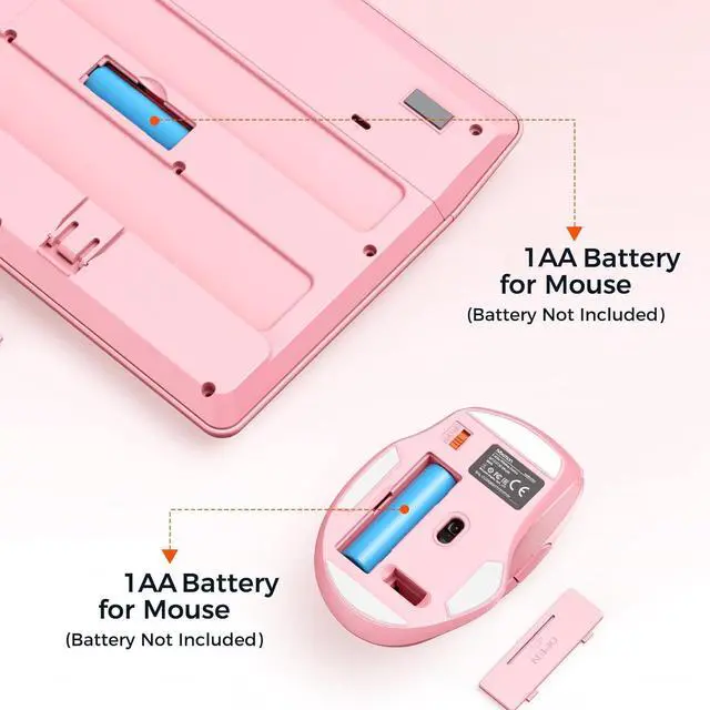 Alt view image 3 of 7 - MEETION Wireless Keyboard and Mouse, Computer Full-Sized Keyboard, 3 DPI Adjustable Mouse, USB A and USB C Adapter Cordless Keyboard with Wrist Rest for PC/Computer/Laptop/Windows/Mac, PK