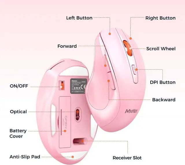 Alt view image 5 of 7 - MEETION Wireless Keyboard and Mouse, Computer Full-Sized Keyboard, 3 DPI Adjustable Mouse, USB A and USB C Adapter Cordless Keyboard with Wrist Rest for PC/Computer/Laptop/Windows/Mac, PK