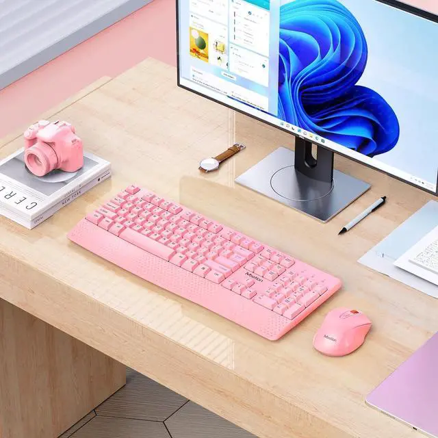 Alt view image 7 of 7 - MEETION Wireless Keyboard and Mouse, Computer Full-Sized Keyboard, 3 DPI Adjustable Mouse, USB A and USB C Adapter Cordless Keyboard with Wrist Rest for PC/Computer/Laptop/Windows/Mac, PK