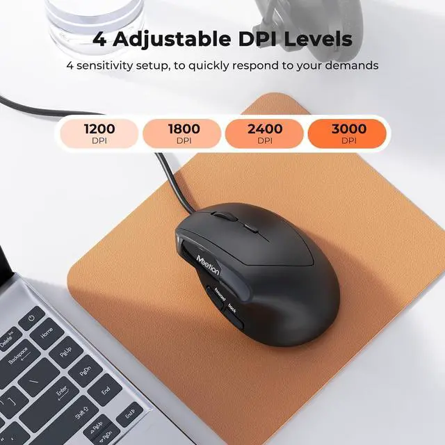 Alt view image 4 of 6 - MEETION Ergonomic Keyboard and Mouse Wired, QWERTY Layout, 105 Keys, Soft Palm Rest, Vertical Mouse, Right Hand, 4 DPI Settings, Windows/Mac Compatible