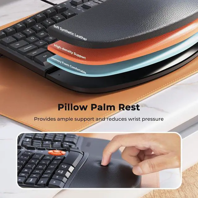 Alt view image 3 of 6 - MEETION Ergonomic Keyboard and Mouse Wired, QWERTY Layout, 105 Keys, Soft Palm Rest, Vertical Mouse, Right Hand, 4 DPI Settings, Windows/Mac Compatible