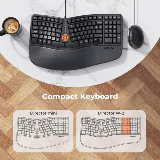 Alt view image 5 of 6 - MEETION Ergonomic Keyboard and Mouse Wired, QWERTY Layout, 105 Keys, Soft Palm Rest, Vertical Mouse, Right Hand, 4 DPI Settings, Windows/Mac Compatible