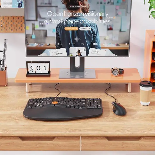 Alt view image 6 of 6 - MEETION Ergonomic Keyboard and Mouse Wired, QWERTY Layout, 105 Keys, Soft Palm Rest, Vertical Mouse, Right Hand, 4 DPI Settings, Windows/Mac Compatible