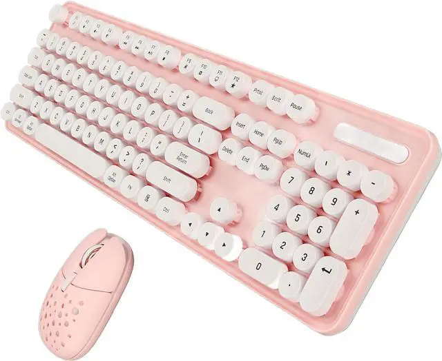 Alt view image 6 of 7 - 2.4G Keyboard and Mouse Combo Retro Round Keycaps High Performance Mouse Adjustable DPI Connection for Office and Study (Board)