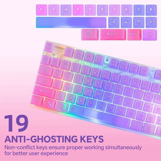 Alt view image 6 of 7 - CHONCHOW LED Gaming Keyboad and Mouse Combo, Transparent RGB Rainbow Backlit Keyboard, 104 Keys Anti-ghosting USB Wired Keyboard, 7 Color RGB Gaming Mouse for PC Laptop Xbox PS4 Gamers and Work