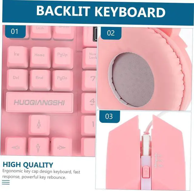 Alt view image 6 of 7 - Gadpiparty 1set Wired Gaming Mouse Keyboard Headset Ergonomic Memory Non- Mouse Pad for Office and Gaming Use