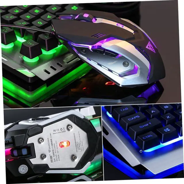 Alt view image 4 of 7 - Gadpiparty Cool Rainbow Backlit Mechanical Keyboard and Mouse USB Wired Gaming Gear High-Elastic Keys Panel and