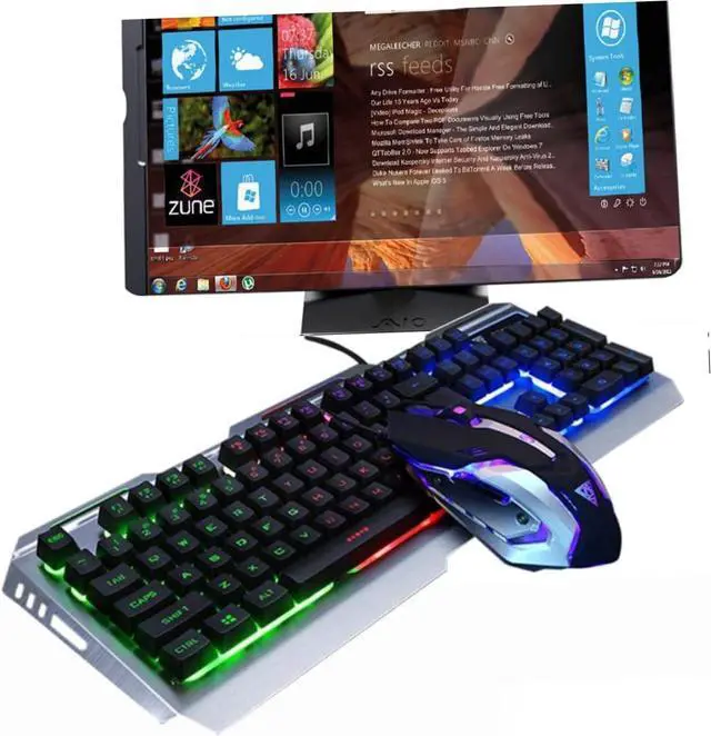 Alt view image 5 of 7 - Gadpiparty Cool Rainbow Backlit Mechanical Keyboard and Mouse USB Wired Gaming Gear High-Elastic Keys Panel and