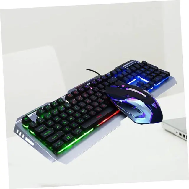 Alt view image 7 of 7 - Gadpiparty Cool Rainbow Backlit Mechanical Keyboard and Mouse USB Wired Gaming Gear High-Elastic Keys Panel and