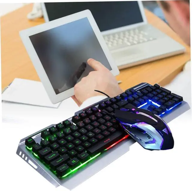 Alt view image 2 of 7 - Gadpiparty Cool Rainbow Backlit Mechanical Keyboard and Mouse USB Wired Gaming Gear High-Elastic Keys Panel and