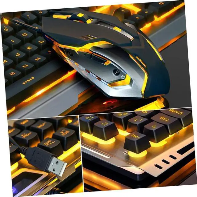 Alt view image 4 of 7 - Gadpiparty Ergonomic Keyboard and Mouse USB Backlit Mechanical Gaming Keyboard Led Tungsten