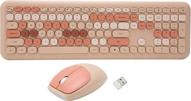 Main image of Keyboard and Mouse Combo, 2.4Ghz Gaming Keyboard and Mouse, Retro Cute Keyboard Combo, 110 Round Keycaps, for Home Office