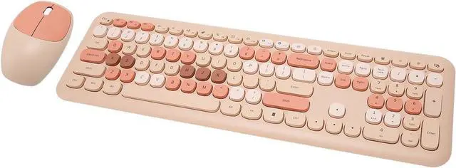 Alt view image 7 of 7 - Keyboard and Mouse Combo, 2.4Ghz Gaming Keyboard and Mouse, Retro Cute Keyboard Combo, 110 Round Keycaps, for Home Office