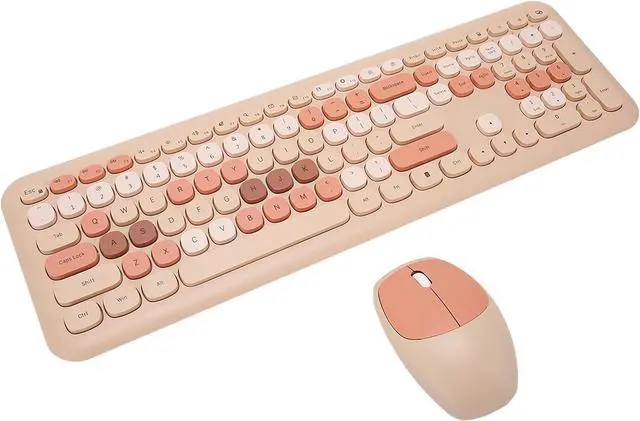 Alt view image 6 of 7 - Keyboard and Mouse Combo, 2.4Ghz Gaming Keyboard and Mouse, Retro Cute Keyboard Combo, 110 Round Keycaps, for Home Office