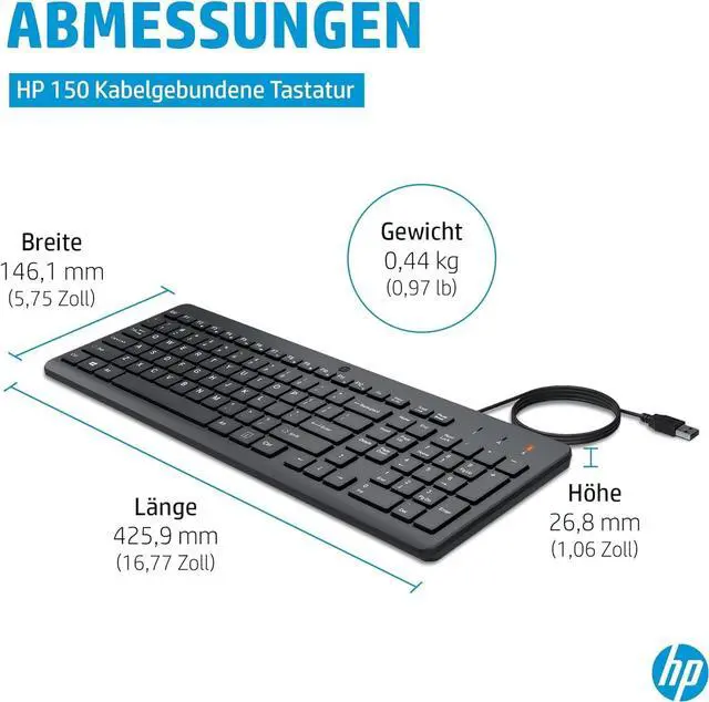 Alt view image 2 of 7 - HP 150 Wired Keyboard & Mouse Set TR
