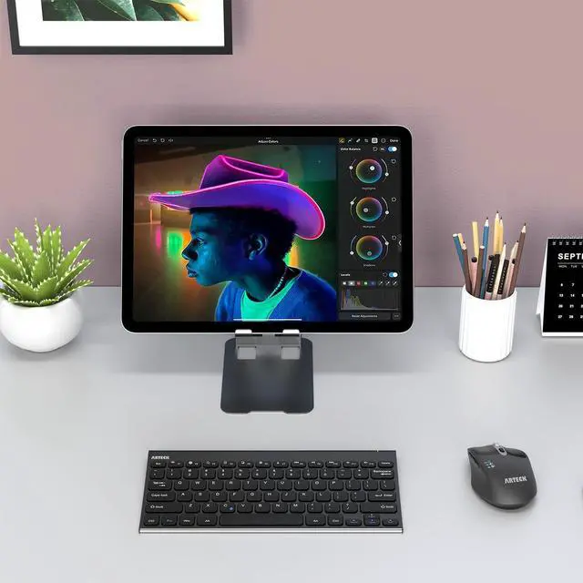 Alt view image 7 of 7 - Bluetooth Keyboard, Arteck Stainless Steel Universal Portable Wireless Bluetooth Keyboard for iOS iPad Air, Pro, iPad mini, Android, Windows Tablets PC Smartphone Built in Rechargeable Battery